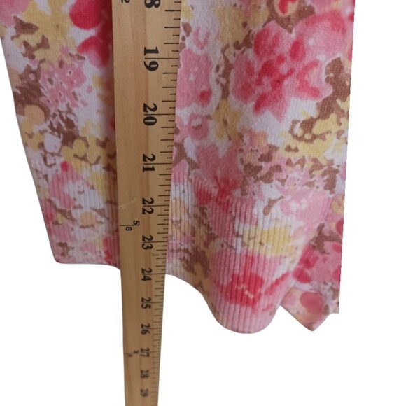 Merona Floral Print Cardigan Sweater Cotton Blend 3/4 Sleeves Mukticolor Small - Picture 6 of 10
